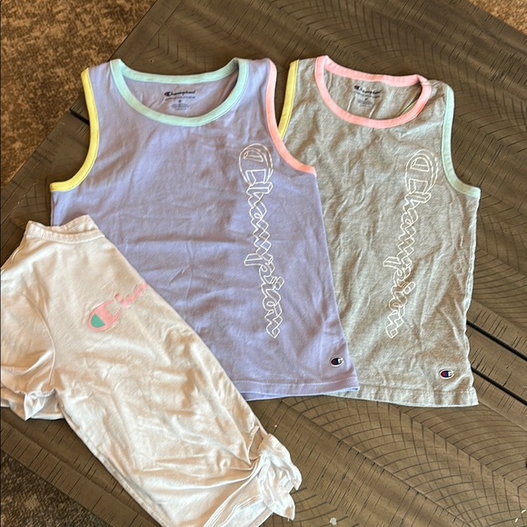 BUNDLE- Champion Kids Tank Tops and T Shirt - Pastel Purple, Gray, White - Picture 1 of 7
